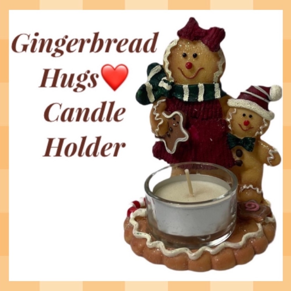 Gingerbread Candle Holder Holiday Christmas Winter Decor Whimsical Cottagecore
